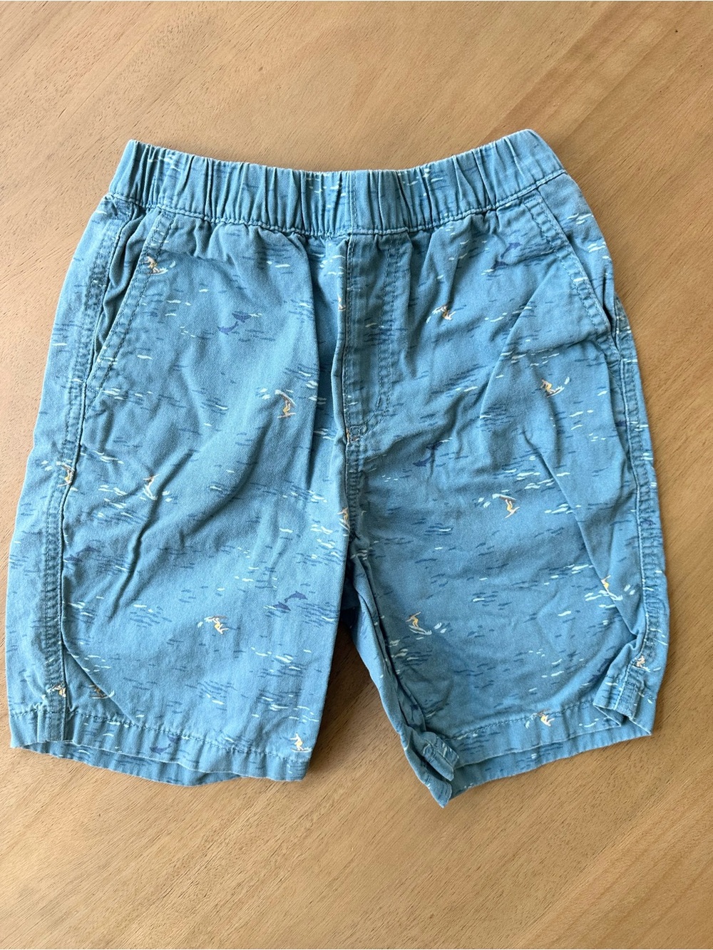 Uniqlo Boys Blue Surfer Ocean Print Pull-On Shorts, Size 7–8
